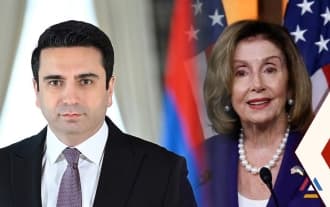 Press conference of Nancy Pelosi and Alen Simonyan